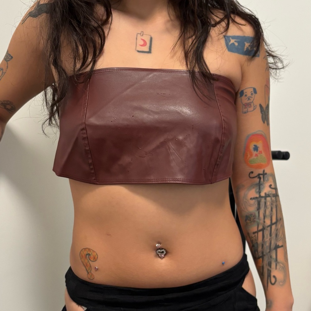 Hollister Chocolate Brown Strapless Crop Top